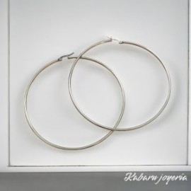 Arracadas circular color plata 95 mm Acero inoxidable 316L