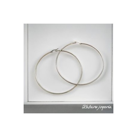Arracadas circular color plata 95 mm Acero inoxidable 316L