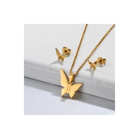 Conjunto mujer acero inoxidable mariposa ala larga