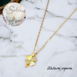Collar dorado acero inoxidable flor giratoria