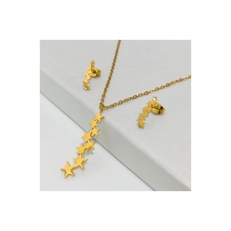 Conjunto mujer acero inoxidable cascada de estrellas