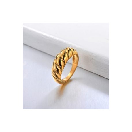 Anillo dorado acero inoxidable moda minimalista T7