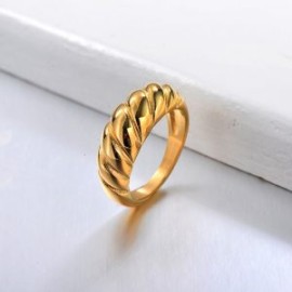 Anillo dorado acero inoxidable moda minimalista T6