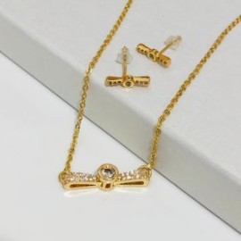Conjunto chapa de oro 18k moda moño