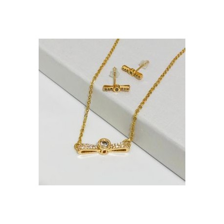 Conjunto chapa de oro 18k moda moño