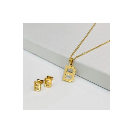 Conjunto economico acero inoxidable moda letra B