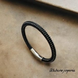 Pulsera caballero de cuero negro Cordon