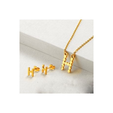 Conjunto mujer acero inoxidable moda letra H