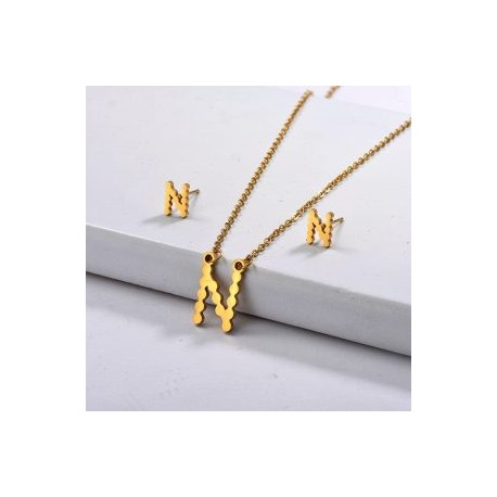 Conjunto mujer acero inoxidable moda letra N