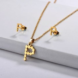 Conjunto mujer acero inoxidable moda letra P