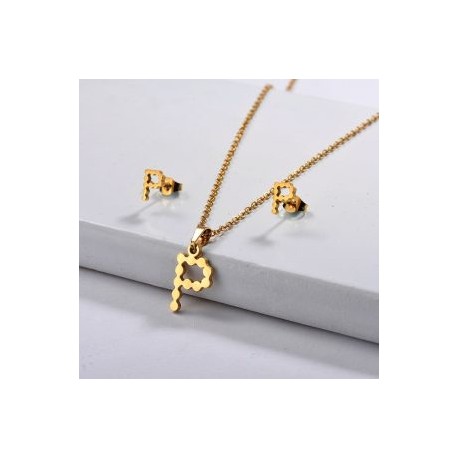 Conjunto mujer acero inoxidable moda letra P