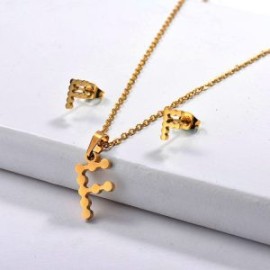 Conjunto mujer acero inoxidable moda letra F