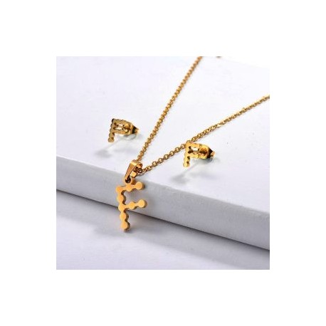 Conjunto mujer acero inoxidable moda letra F