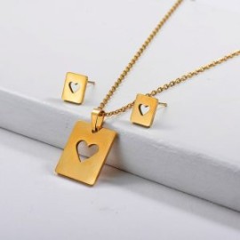 Conjunto económico acero inoxidable moda placa corazon