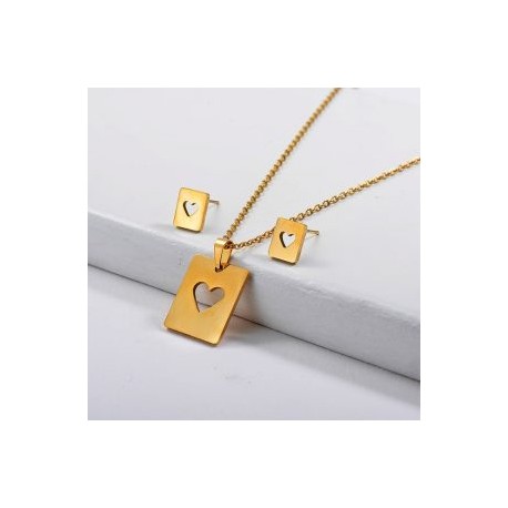Conjunto económico acero inoxidable moda placa corazon