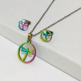 Conjunto metálico acero inoxidable diseño libélula
