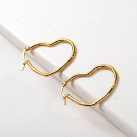 Arracadas acero inoxidable doradas moda corazon