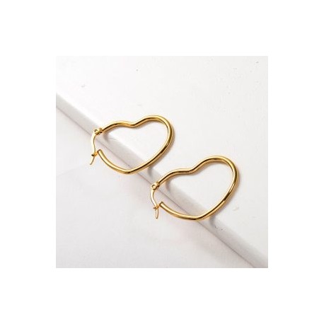 Arracadas acero inoxidable doradas moda corazon