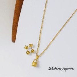 Conjunto mujer acero inoxidable doble moda candado
