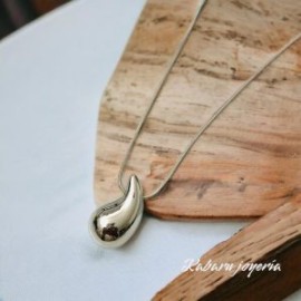 Collar color plata gota chapa de oro 18k