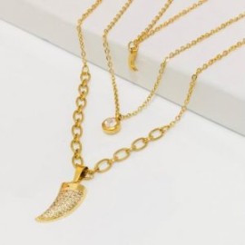 Collar acero inoxidable 3 lienzos dije colmillo
