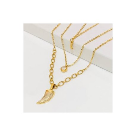 Collar acero inoxidable 3 lienzos dije colmillo