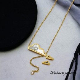 Conjunto mujer acero inoxidable dorado moda concha nubes