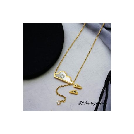 Conjunto mujer acero inoxidable dorado moda concha nubes