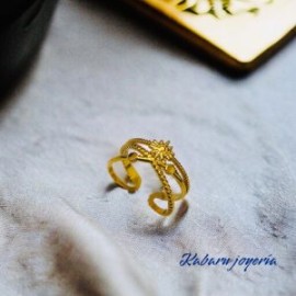 Anillo ajustable dorado acero inoxidable estrella