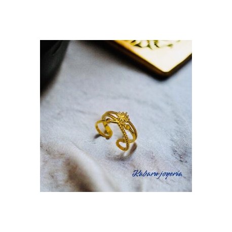 Anillo ajustable dorado acero inoxidable estrella