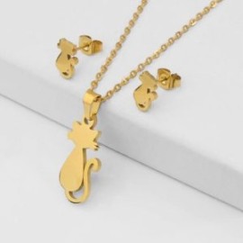 Conjunto economico acero inoxidable moda gatitos