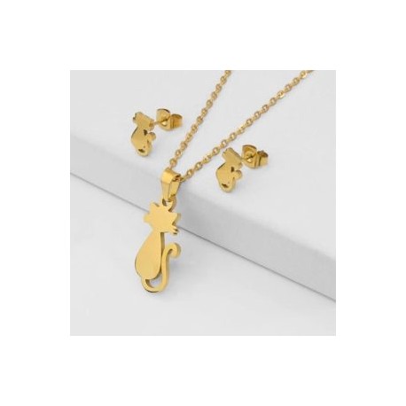 Conjunto economico acero inoxidable moda gatitos