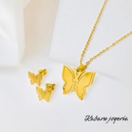 Conjunto mujer acero inoxidable moda mariposa