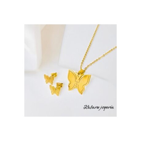 Conjunto mujer acero inoxidable moda mariposa