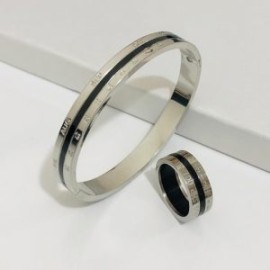 Pulsera y anillo mujeres acero inoxidable numeros romanos