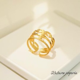 Anillo ajustable dorado acero inoxidable