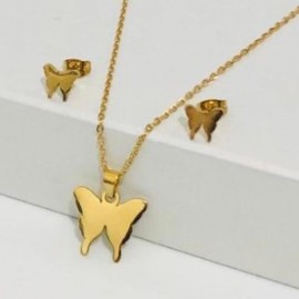 Conjunto económico acero inoxidable moda mariposas