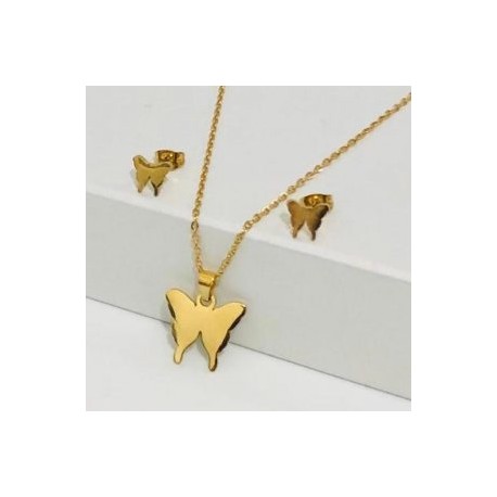 Conjunto económico acero inoxidable moda mariposas