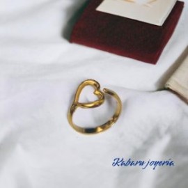 Anillo ajustable dorado acero inoxidable corazon
