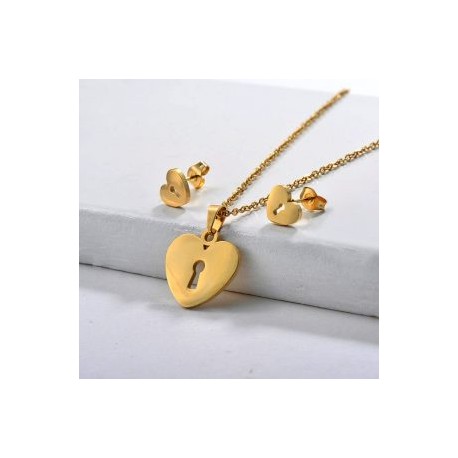 Conjunto económico acero inoxidable moda corazón llave
