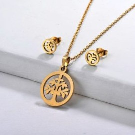 Conjunto económico acero inoxidable moda árbol de la vida