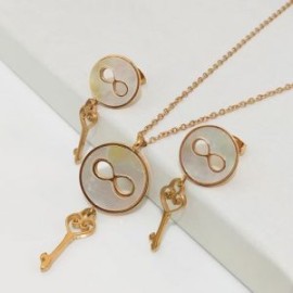 Collar y aretes mujer acero inoxidable llave infinitum