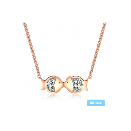 Collar mujer Kissing fish, Rosa Oro acero inoxidable