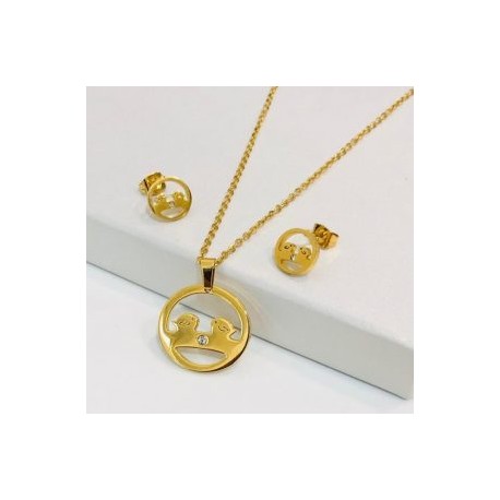 Conjunto económico acero inoxidable circulo peces