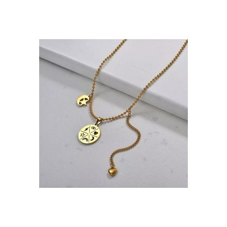 Collar borlas acero inoxidable placa símbolos