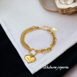 Pulsera dorada acero inoxidable corazon