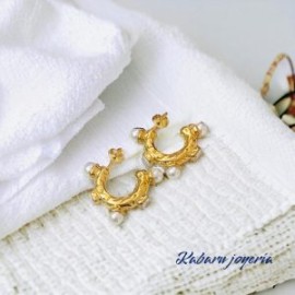 Pendientes dorados acero inoxidable perlas