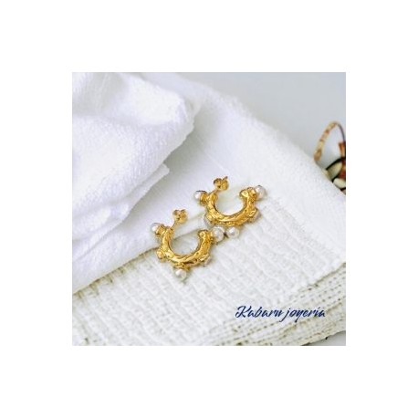 Pendientes dorados acero inoxidable perlas