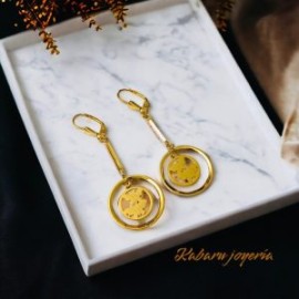Aretes largos dorados acero inoxidable mariposas