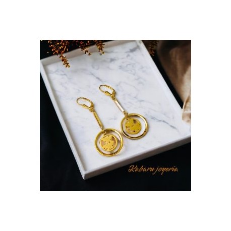 Aretes largos dorados acero inoxidable mariposas